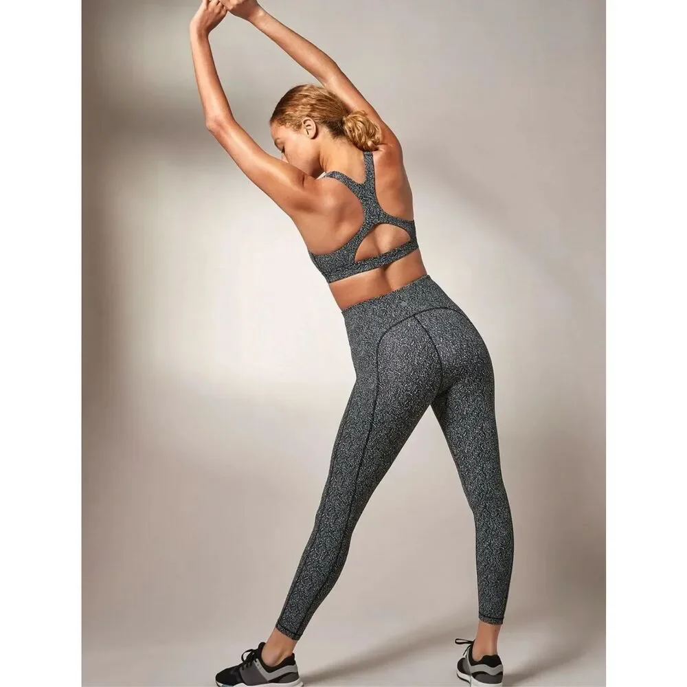 Athleta Ultimate Stash Pocket Textured 7/8 Tight Static Black/White Leggings | S